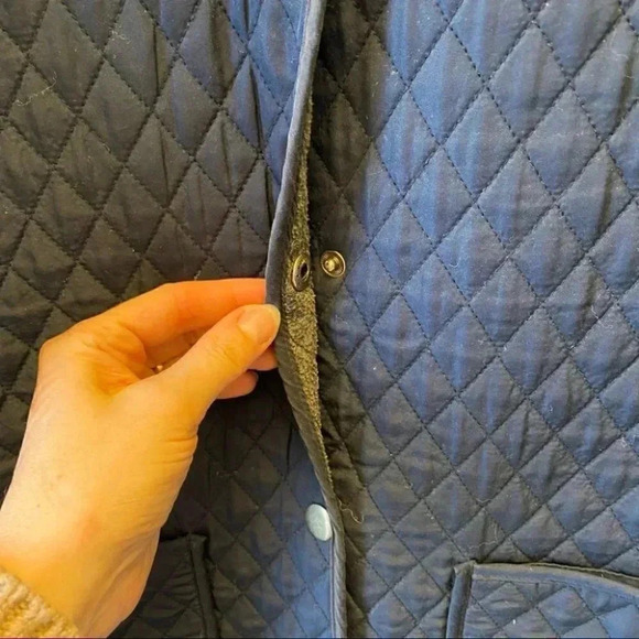 Vintage Quilted Barn Jacket Utility Chore Coat Reversible Blue Grey Small - Picture 9 of 16